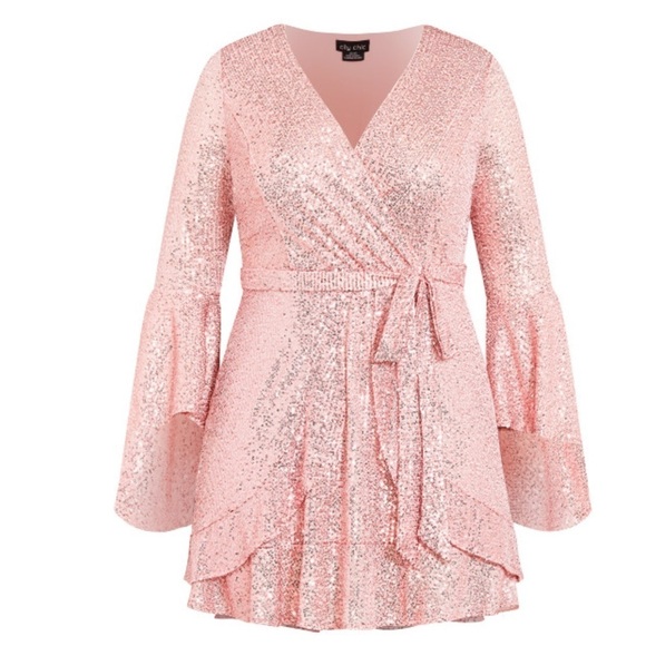 CITY Chic Sequin Izzy Party Evening Mini Dress Rose Size 16 (P20.20) - Picture 4 of 8